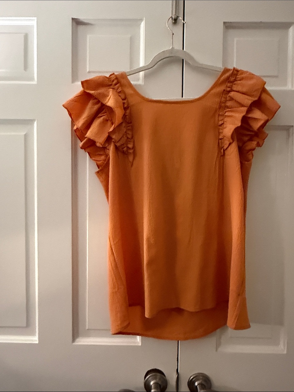 Ruffled Sleeve Women’s Top - Orange